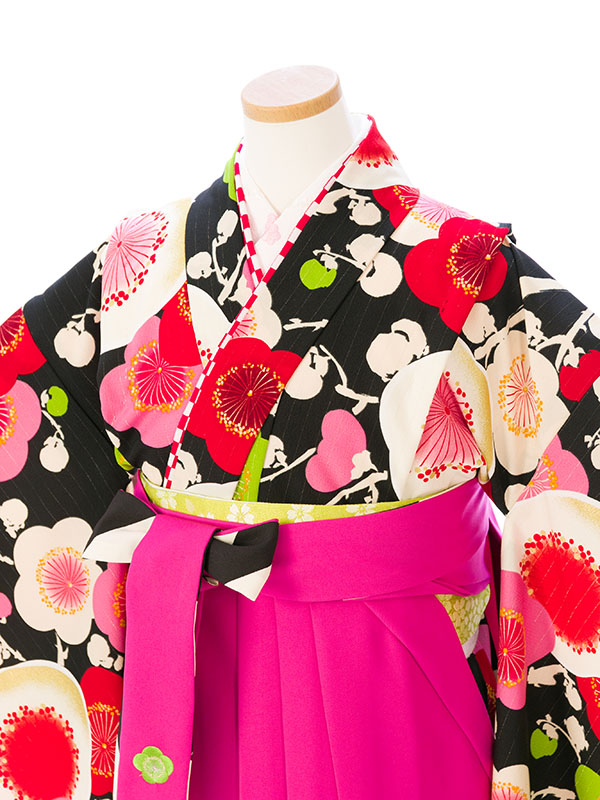 紅一点　卒業式袴フルセット(黒系)|女の子(小学生袴)E-13-085