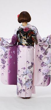 縦ぼかし　牡丹　星柄の振袖フルセット(紫系)|普通サイズ【2〜12月】