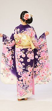 【裄長】 豪華絢爛なピンクの桜柄の振袖フルセット(紫　白　ピンク系)|普通サイズ【1月】